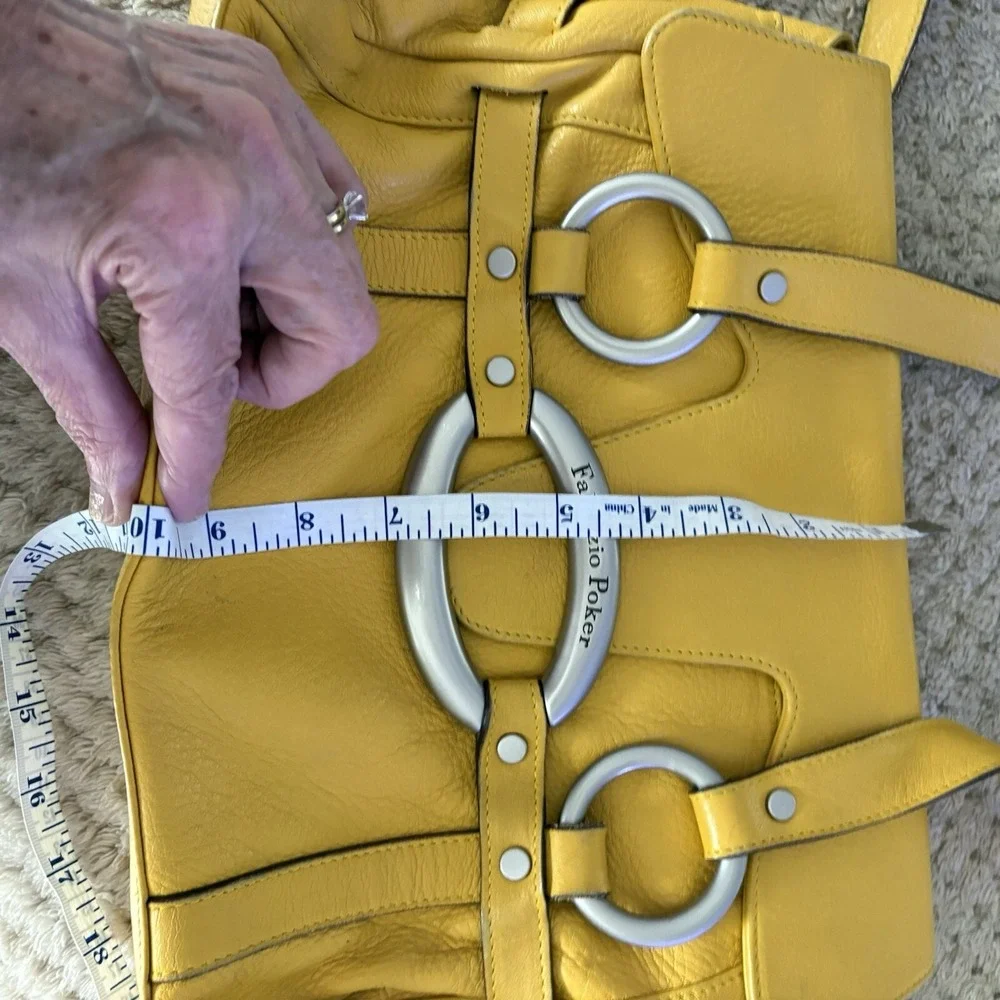 Fabrizio Poker Yellow Y2K Soft Leather Purse Shoulder Bag Made In Italy